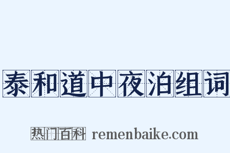 泰和道中夜泊组词是什么意思的图片